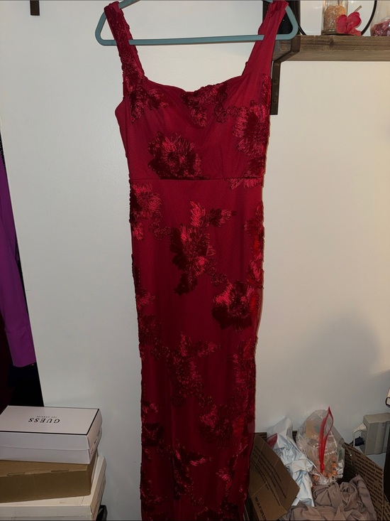Hyp Dresses & Skirts - Maroon Floral Lace Prom Gown - Women